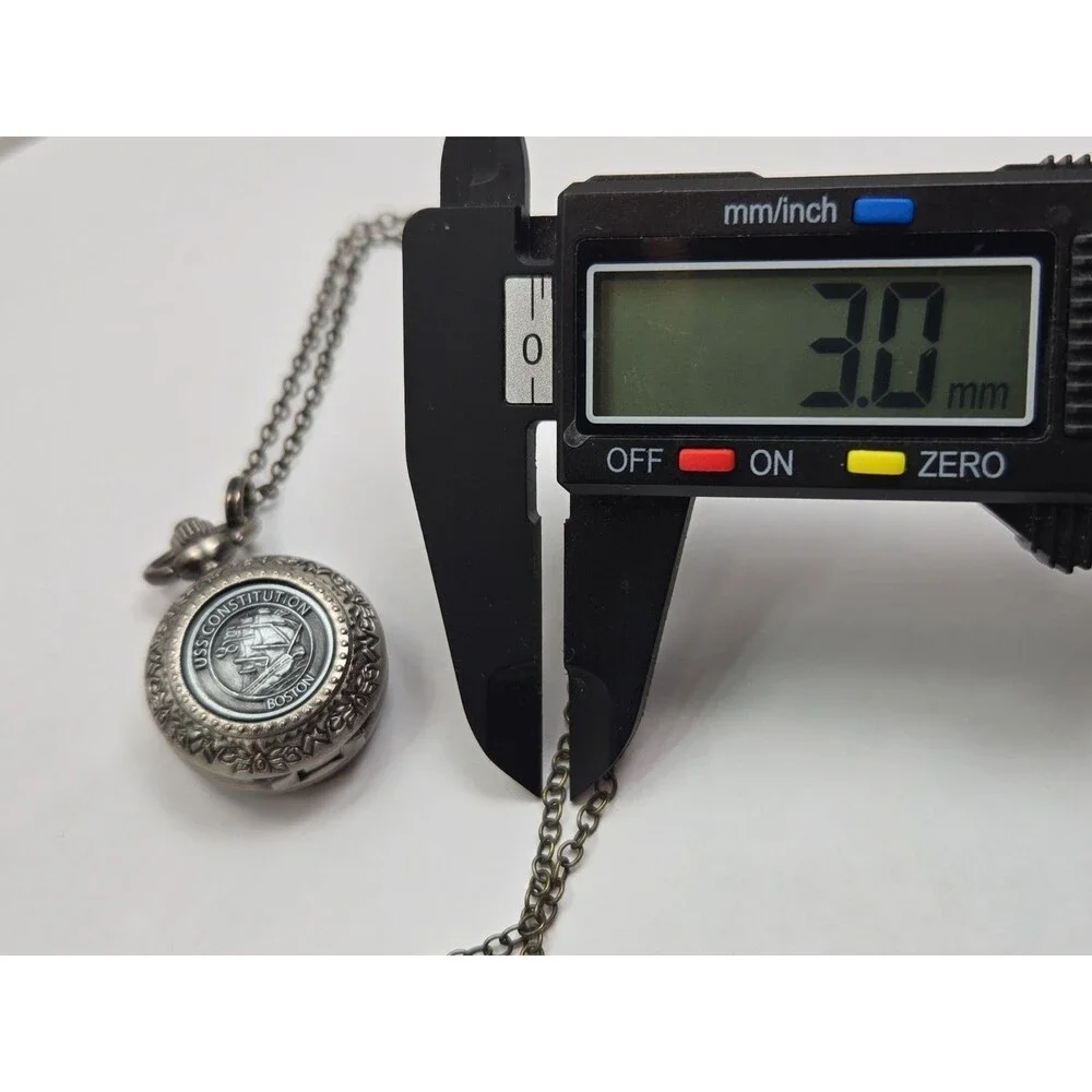 USS Constitution Old Ironsides Boston Pocket Watch Pendant Necklace New Battery